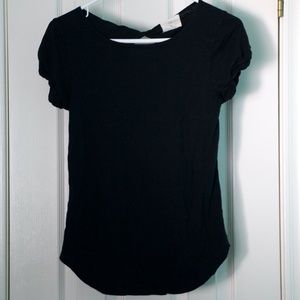 ANTHROPOLOGIE T.La  Black T-Shirt Twist Cutout XS